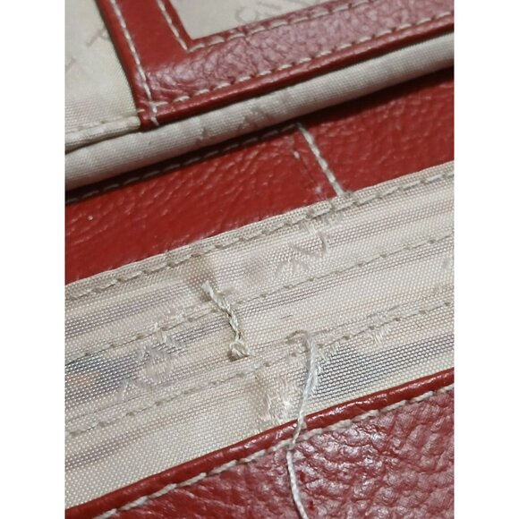 Tignanello Genuine Leather Red Trifold Wallet With Snap Closure & Silver Logo - Picture 6 of 16